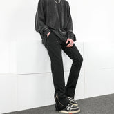 Men Jeans Casual Pants Zipper Cargo Pants Straight Bootleg Pants